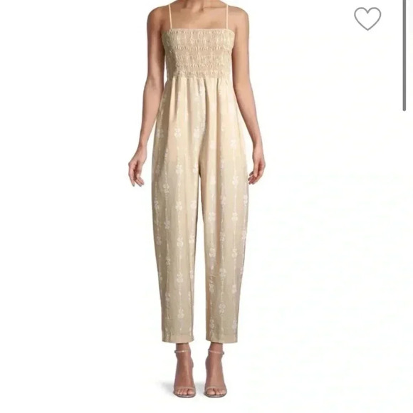 REBECCA TAYLOR
Tulip Smocked Jumpsuit in Color Marzipan Combo $295 Size M - Picture 2 of 7